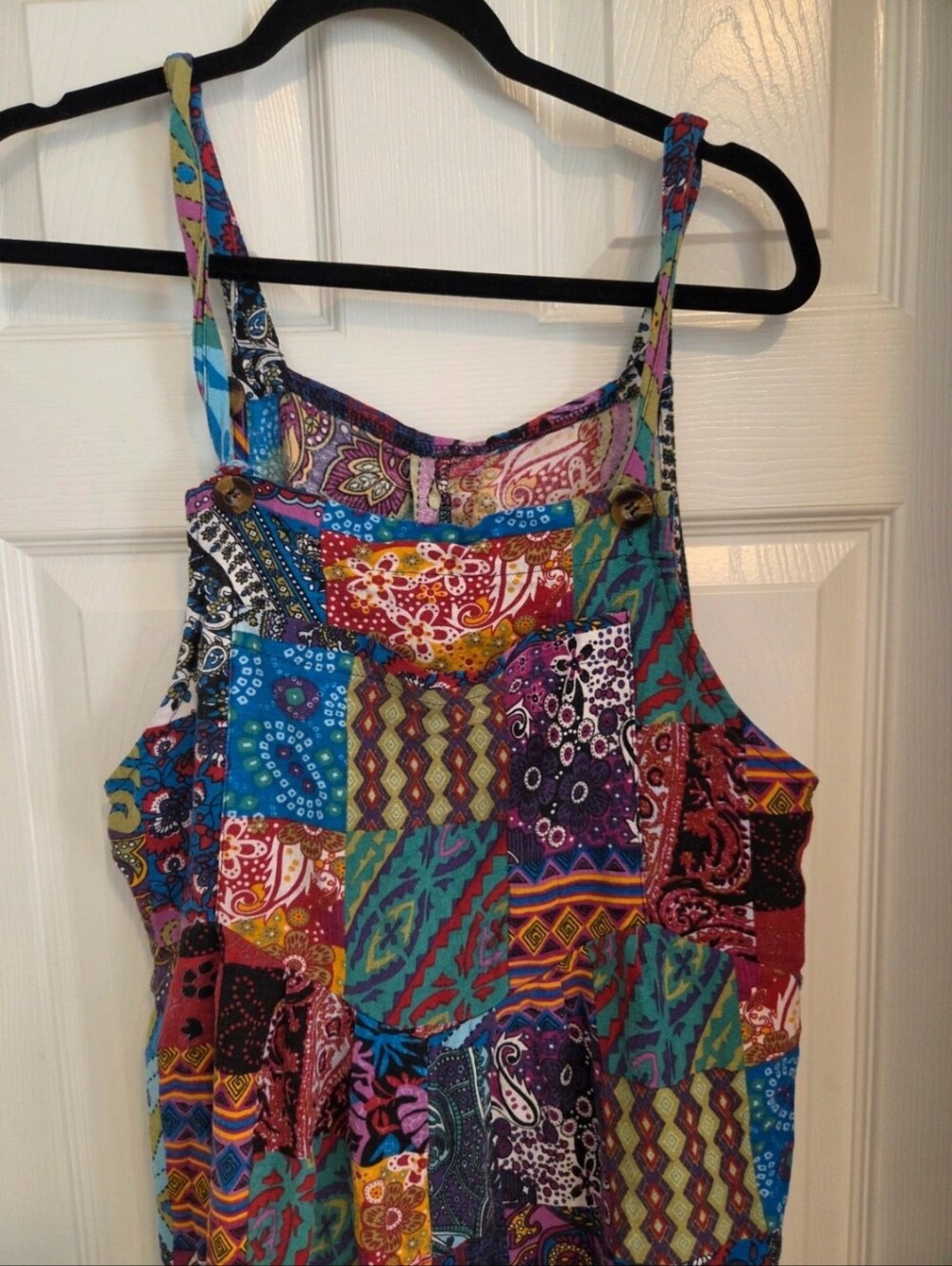 🌈 Boho Patchwork Print Wide-Leg Overalls – Jumpsuit - Picture 3 of 3